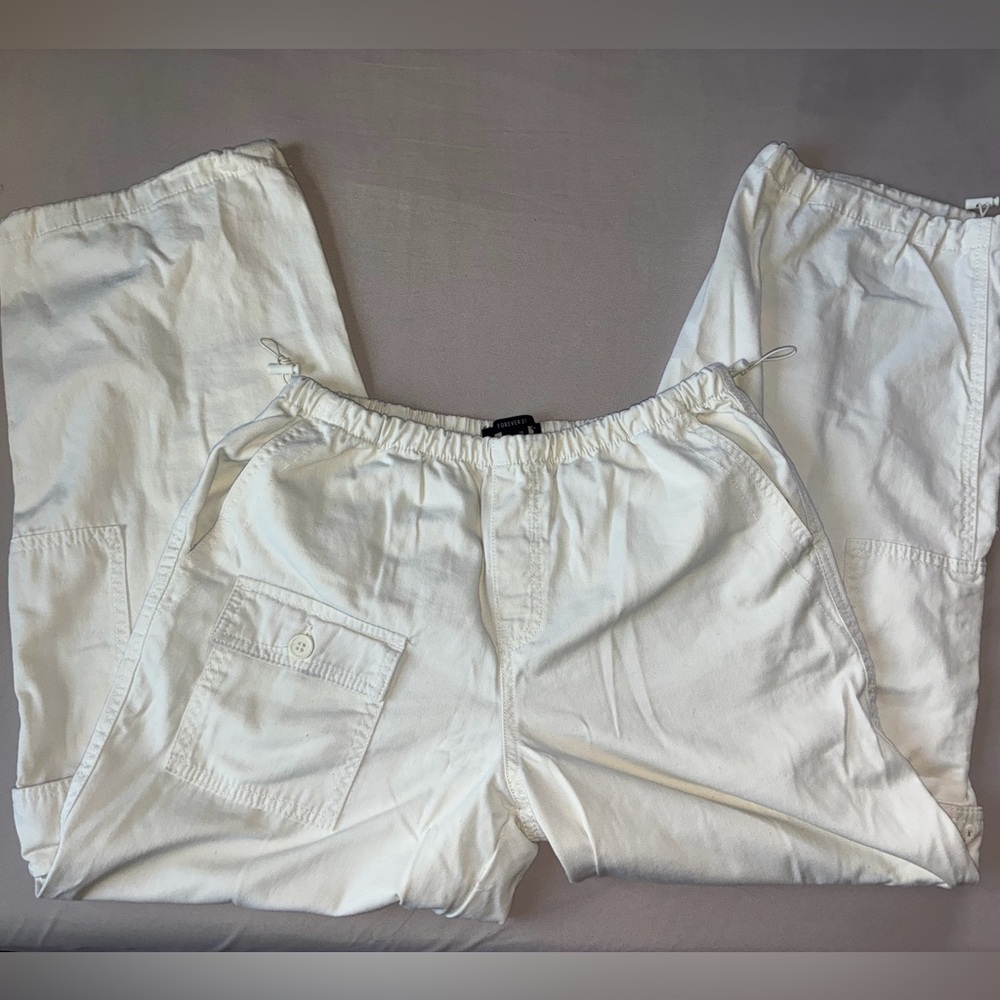 Forever 21 White Cargo Pants